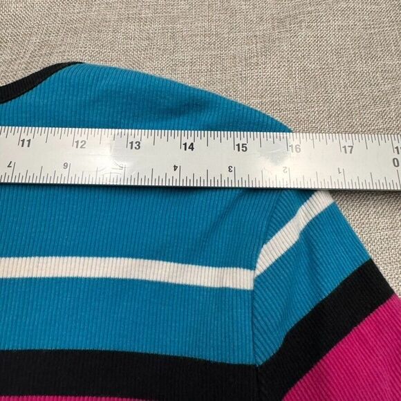 Lauren Ralph Lauren XL Striped Knit Top 3/4 Sleeve Cotton Button Shoulder Fitted - Picture 7 of 9